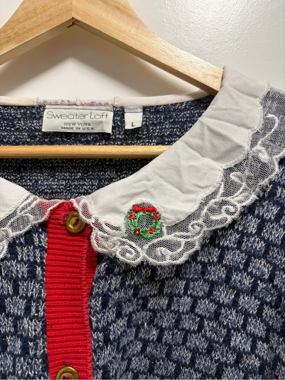Vintage 1980s Sweater Loft New York Christmas Cardigan with Geese Size Large - Picture 6 of 7
